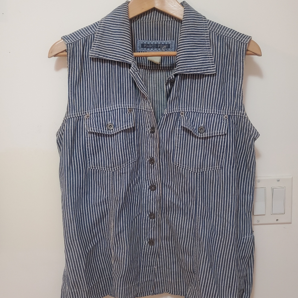 Vintage Striped Jean-like Blouse